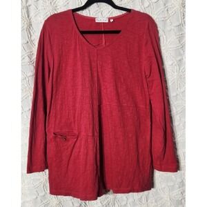 Habitat Womens‎ Long Sleeve Tunic Size Medium Red Sustainable Quiet Luxury